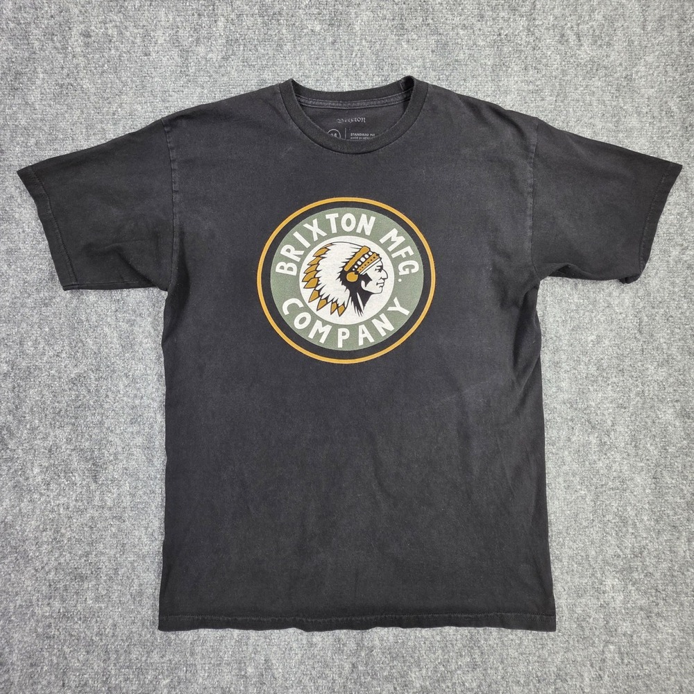 Brixton MFG Company Mens Graphic T-Shirt Black Size Medium Chief Logo Tee